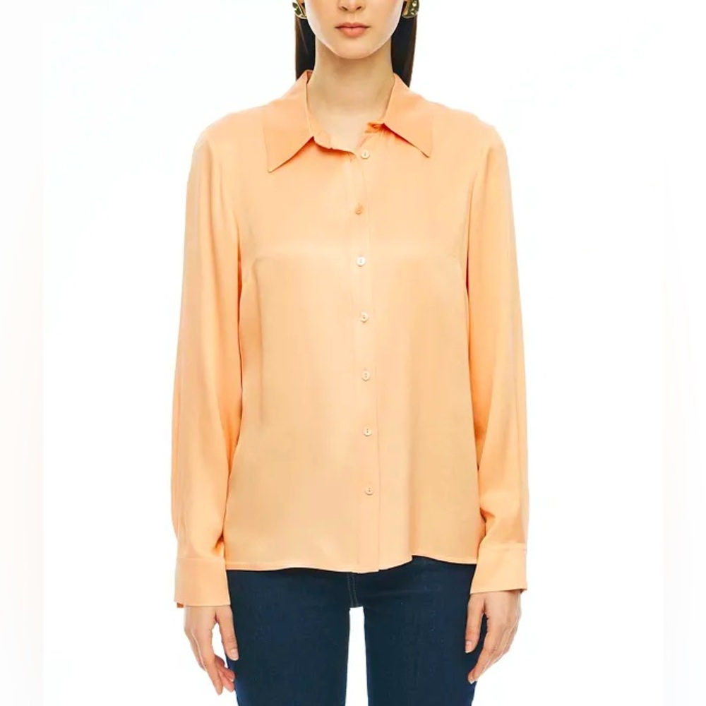 New "Peachy Keen Silky Shirt” Elegant & Versatile